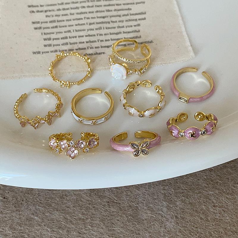 Кольцо с милой бабочкой, цветком, фиолетовым маслом, каплей, женское, нишевое, индивидуальное, высокое чувство, простое, универсальное, модное кольцо