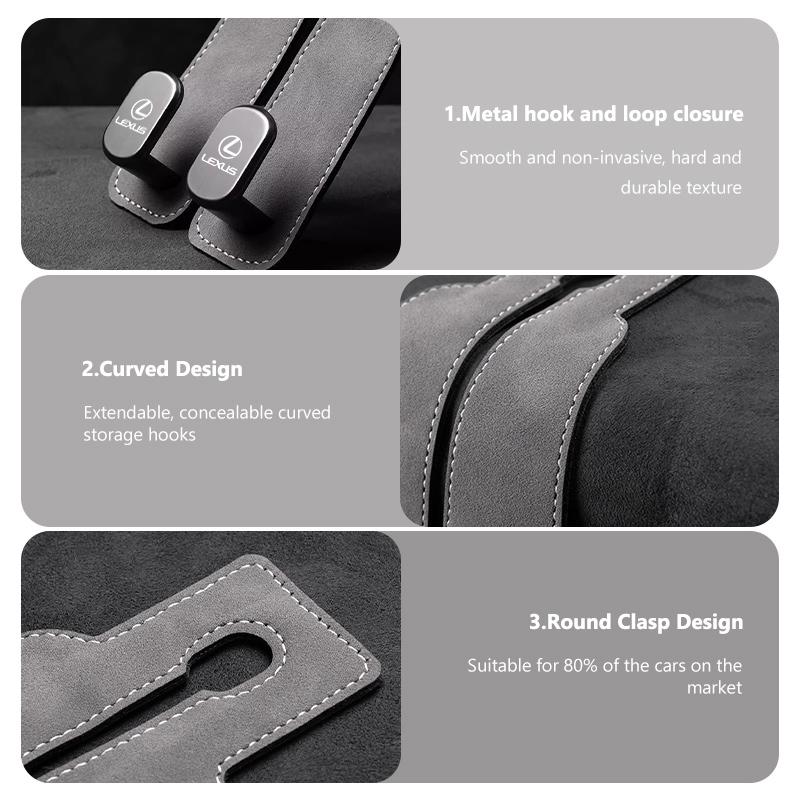Alloy Car Headrest Hook Suede Seat Hanging Hanger Storage Hook For Lexus IS350 ES350 IS250 IS460 IS220h IS300 LX570 UX250hEY7
