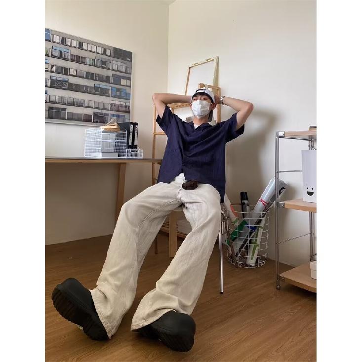 Летняя одежда мужская ретро повседневная рубашка студенческая свободная нишевая дизайнерская забавная новая мужская верхняя часть для ношения на открытом воздухе