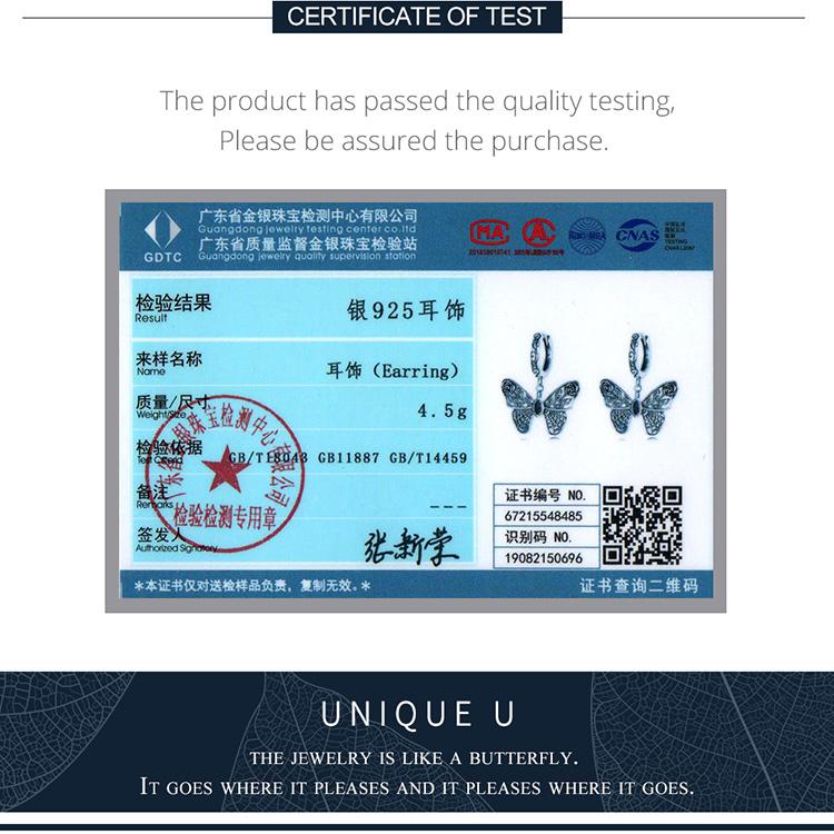 Женские серьги-капли BAMOER из стерлингового серебра 925 пробы с изысканным узором и бабочкой, изящные ювелирные изделия