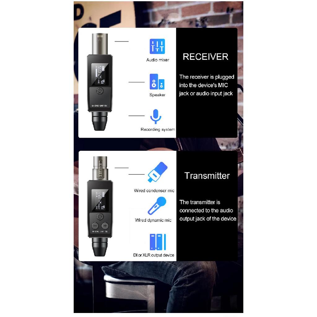 M-ONE UHF Microphones DSP Wired To Wireless System XLR Transmitter Receiver Signal Adapter For Dynamic 48v Condenser Microphone