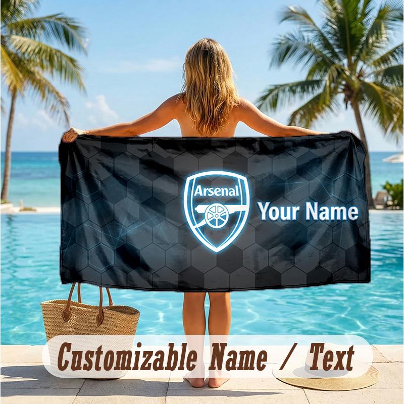 Custom Text Beach Towel, Soft Absorbent Swimming Multi-use TowelArsenal FC