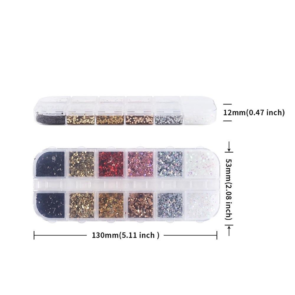 12-Grid Sequins Nail Decorations Heart Five-pointed Star Nail Art Decorations Nail Salon
