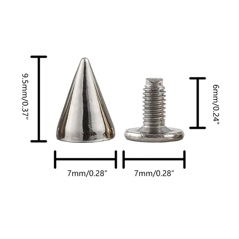 200PCS Cone Studs and Spikes 9.5x7mm Punk Spikes Studs Metal Spikes Rivet for Clothing Leather Jackets DIY Bracelet