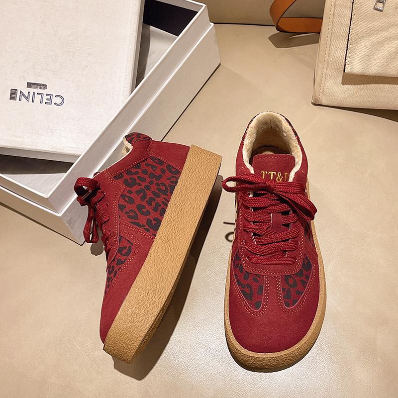 Leopard Platform Flats Women Sport Sneakers Shoes Winter 2025 Trend Travel Runninng Casual Shoes Fad Lace Up Zapatillas Mujer