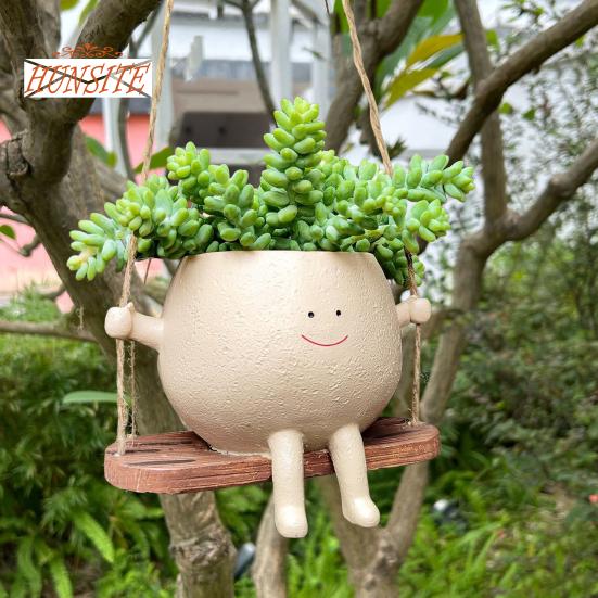 Качающийся горшок с милым дизайном лица, универсальный подвесной горшок