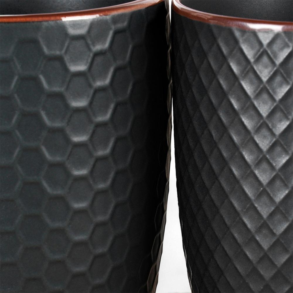 4x Black Mugs for Drinking Coffee, Tea, Herbs, Mug Set, Gift Mug