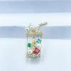 Creative Zircon Rhinestones Juice Beverage Cup Pin Brooch For Women Girls Trendy Clothing Casual Banquet Accessories