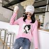 Осенняя новая корейская футболка с принтом головы персонажа, свободная, с длинными рукавами, для студенток, базовая рубашка, топ