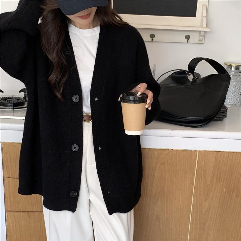 Autumn Women Sweater Knitting Basic Fashion Cardigan Long Sleeve Korea Shirt Loose Casual Show Thin Solid Coat