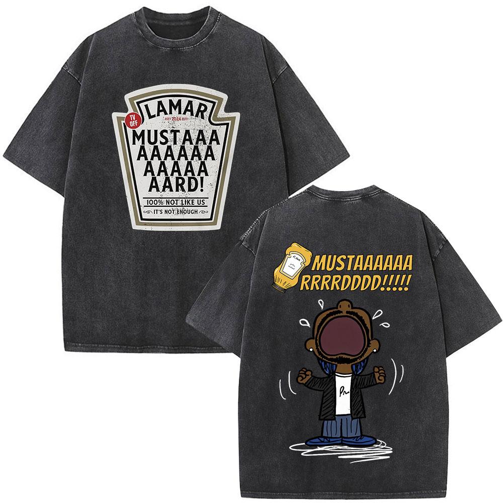 Vintage Washed Kendrick Lamar Not Like Us Tshirts Album Merch Fan Gift Hip Hop Short Sleeve T Shirt Male Casual Cotton Tshirt
