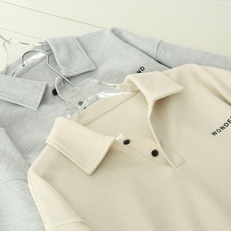 Ретро Толстовка-поло свободного кроя с длинным рукавом - Универсальный повседневный стиль для студентов и инфлюенсеров