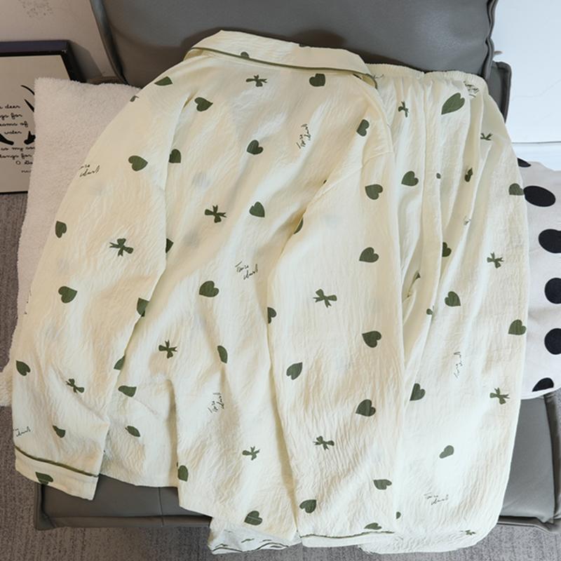 New Autumn Women Pajamas Set Casual Faux Cotton Women's Sweet Pajama Long Sleeves Nightwear Sleepwear Korean Pijamas for Girl