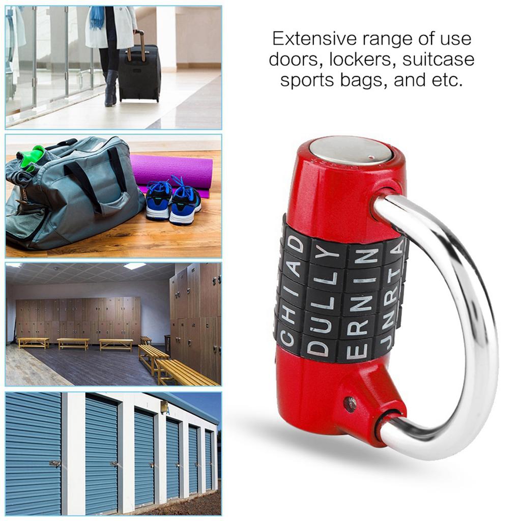 5 Dial Digit Code Combination Padlock Travel Suitcase Gym Locker Security Password Lock
