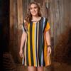 Katta o'lchamdagi Yozgi Chiziqli Ko'ylak Yozgi Qisqa Yengli V-bo'yinli Slim Ko'ylak Katta Etek Moda Keng Plyaj Partiyasi Elegant Ko'ylaklar Tungi Ko'ylak XL-5XL