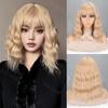 Synthetic Short Wavy Wig Extension Natural Wig With Bangs For Women Party Costume Daily Wear Colorful Wigs
