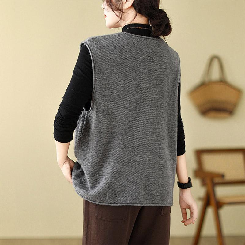 Жилет для женщин хлопковый топ без рукавов трикотажный свитер с V-образным вырезом жилет винтажный свободный повседневный жилет большого размера