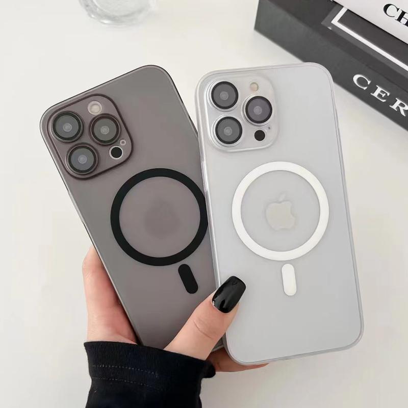 Роскошный ультратонкий чехол для беспроводной зарядки Magsafe Magnetic для iPhone 16 15 14 13 12 11 Pro Max Plus полупрозрачный матовый твердый чехол