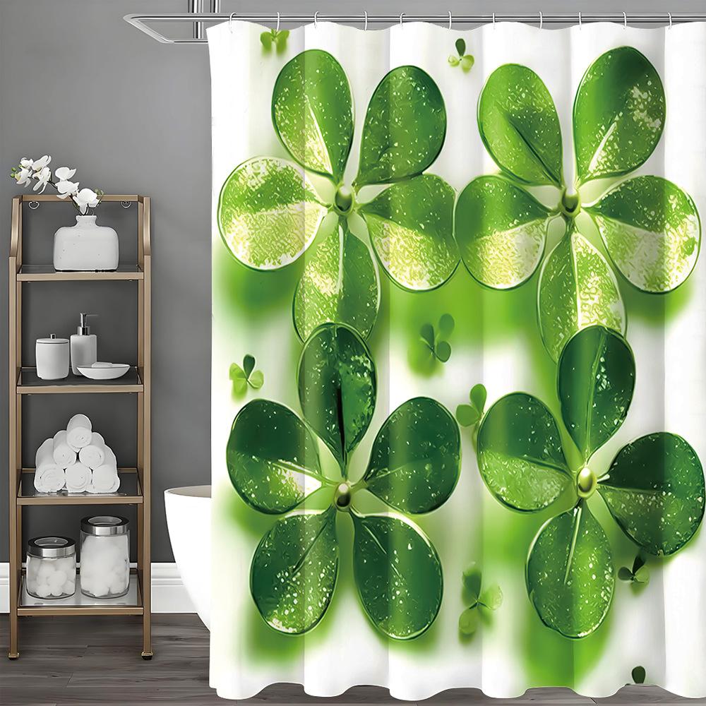 Green fresh leaves Shower Curtain Washable Dirt-Resistant Shower Head waterproof Polyester Bath Curtain For Home Decor
