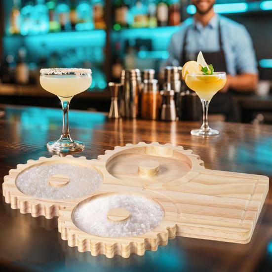 Деревянный риммер для бокалов для маргариты и коктейлей, инструмент бармена, емкость для сахара и соли, контейнер для специй, аксессуары для домашнего бара для вечеринок