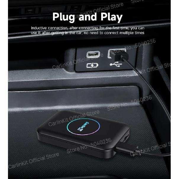 CarlinKit Lite Android TV Box 3-In-1 Wireless Adapter Support Netflix IPTV Wireless Android Auto & CarPlay Dongle For Car Radios