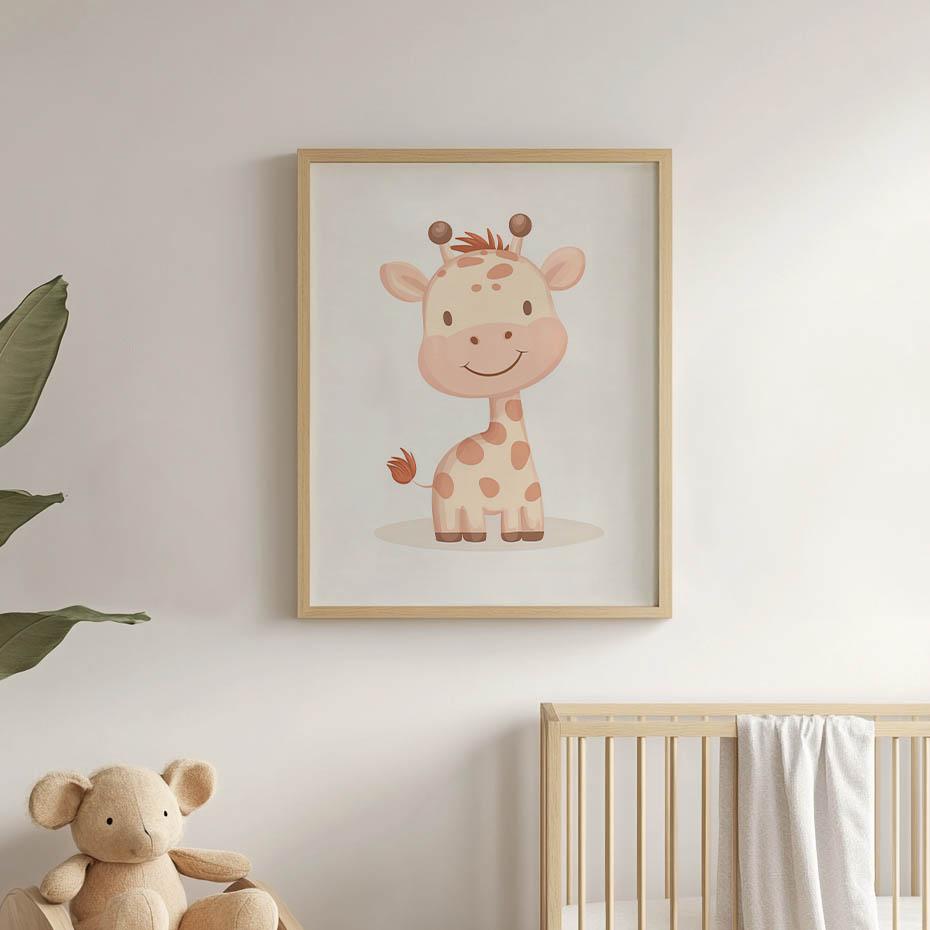 Uśmiechnięta Żyrafa - Plakat Dla Dzieci Uśmiechnięta Żyrafa - Plakat Dla Dzieci, 40X50 Cm, Rama Aluminiowa Czarna, Papier Matowy 230 Gsm