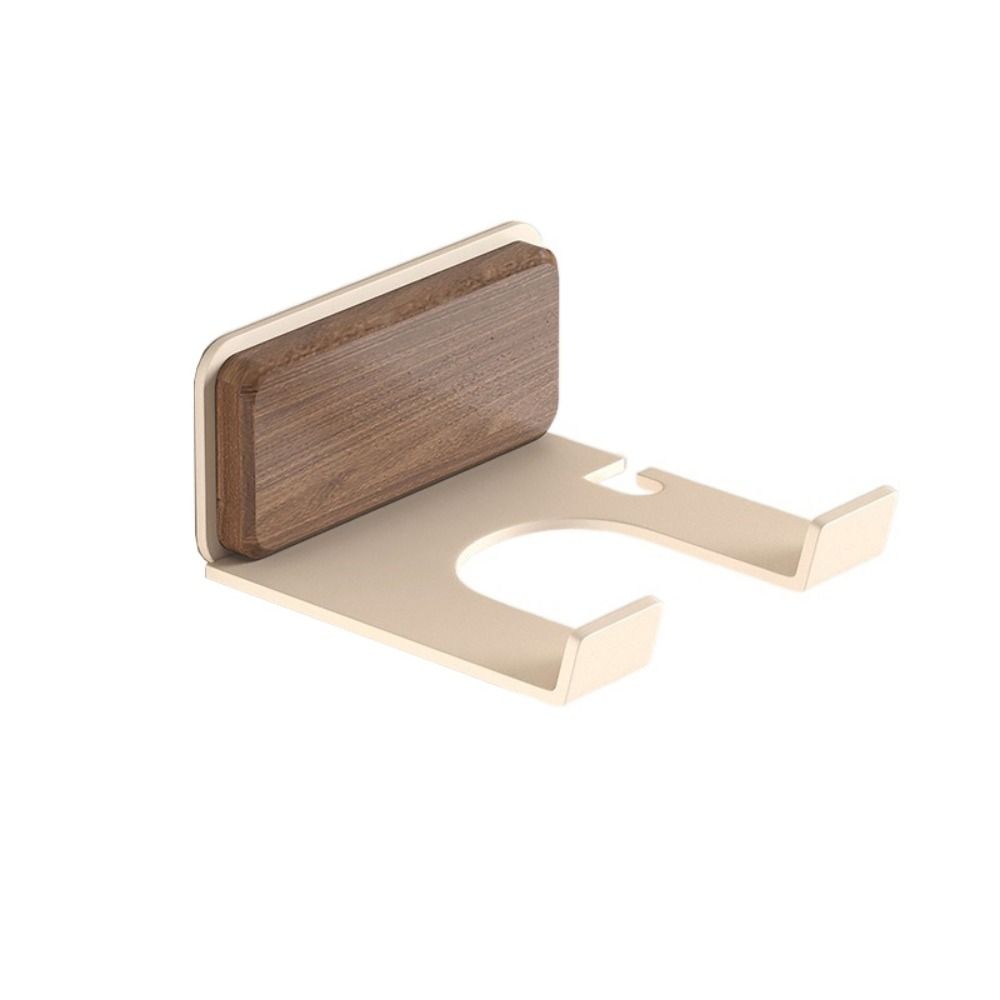 Деревянный держатель для фена без сверления, самоклеящийся настенный, полка для ванной комнаты, нержавеющий круглый крючок, подставка для фена