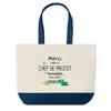 Sac Shopping - PLANETEE - Fond Bleu Merci Chef De Projet Inoubliable - Coton 40x45 Cm - Grand Format - Fabriqué En France