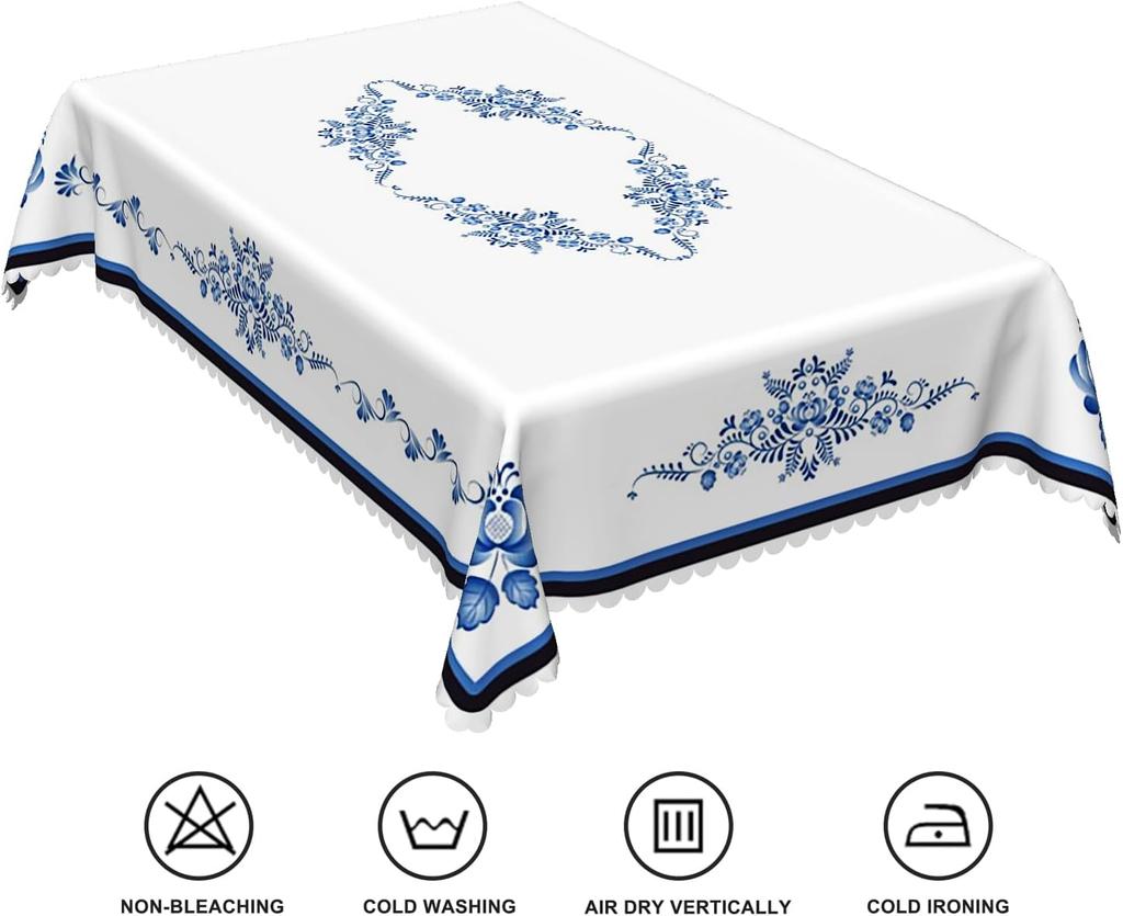 Синяя Цветочная Прямоугольная Скатерть Свадебный Декор Многоразовая Синяя Белая Фарфоровая Принтованная Скатерть Декор для Кухни Обеденного Стола