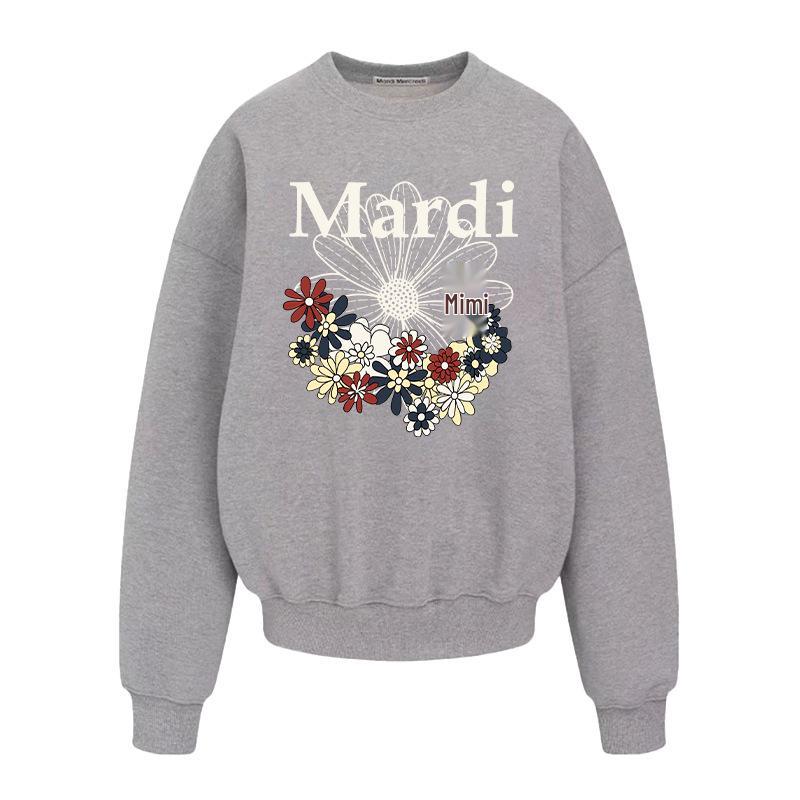 In Stock: Korean Style Unisex Sweatshirt with Floral Print & Letter Design, Round Neck.