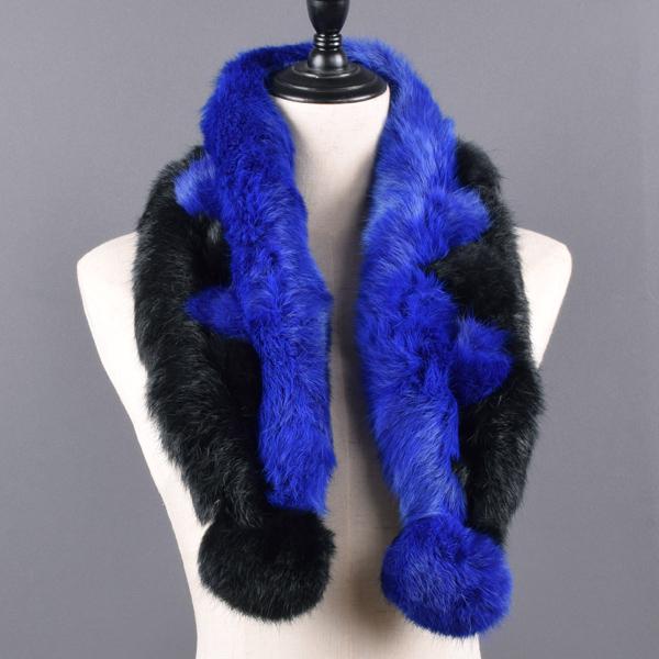 Women Winter Rabbit Fur Scarf 100% Natural Rabbit Fur Fashion Warm And Soft Neckerchief Wholesale Pompoml Fur Scarves Headbands