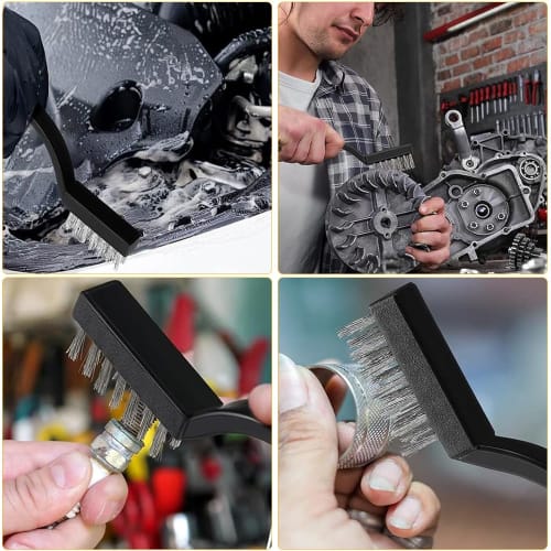 TOAURDA 6-Piece Wire Brush Set with Slotted Metal Brushes for Rust and High-Intensity Cleaning, Stovetops, and Stainless Steel, for Dirt Removal and R