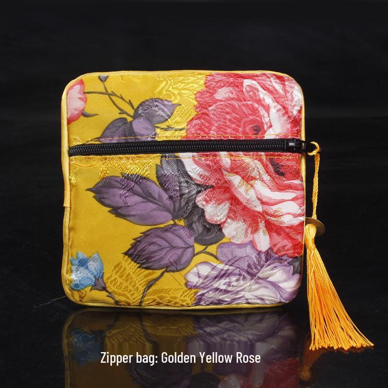 New Chinese Square Zipper Jewelry Brocade Bag