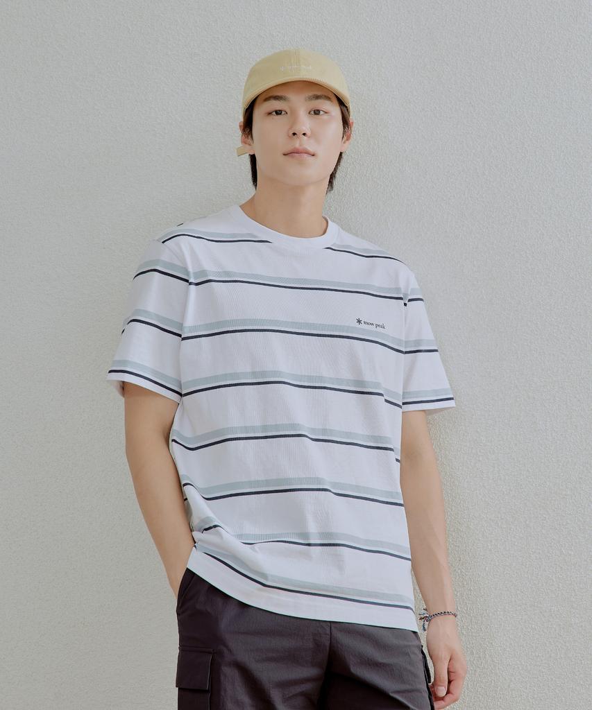 SNOWPEAK APPAREL Cotton Striped Short Sleeve T-Shirt (S25Mmfts49) Navy
