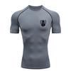 Men's Sports T Shirt Training Fitness Gym Jogging Running Workout Compression Shirt Black Knight Design