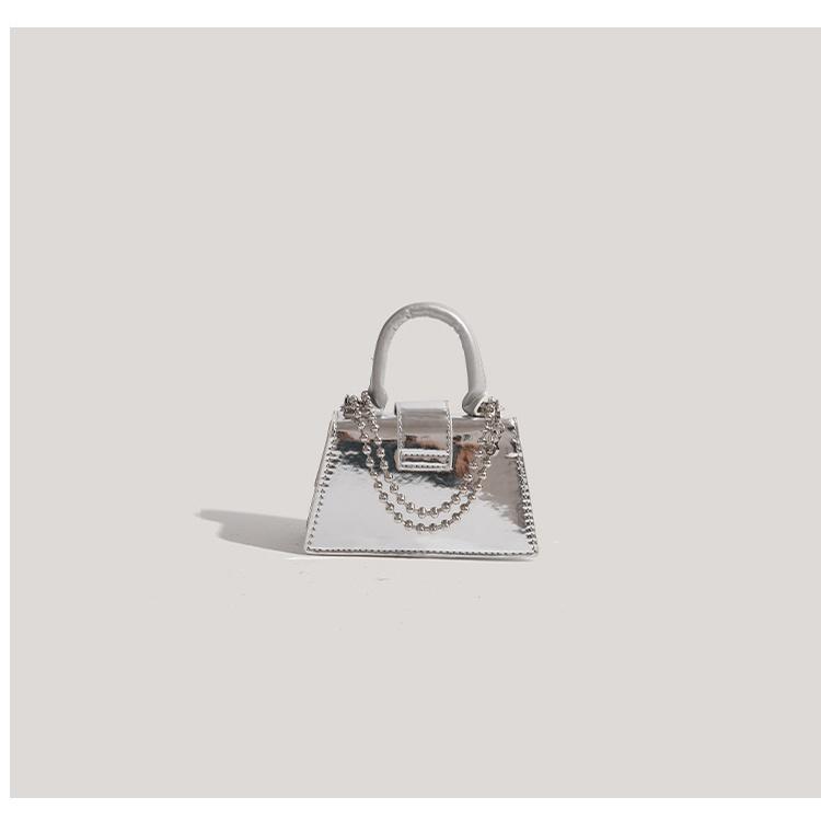 IELGY Женская серебряная цепочка маленькая квадратная сумка, лакированная кожа маленькая квадратная сумка текстура портативная сумка-мессенджер