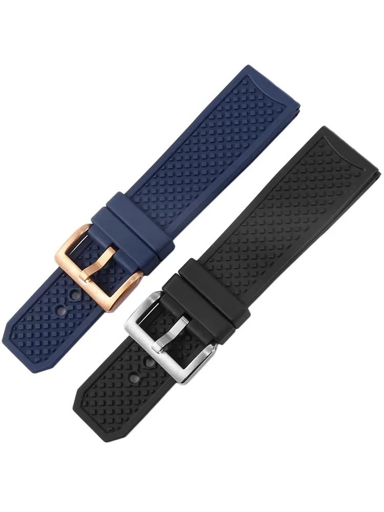 Fluoro Rubber Watch Strap For Citizen Blue Angel AT8020 First Generation Watchband AT8020-54L Waterproof Watch Band Accessories