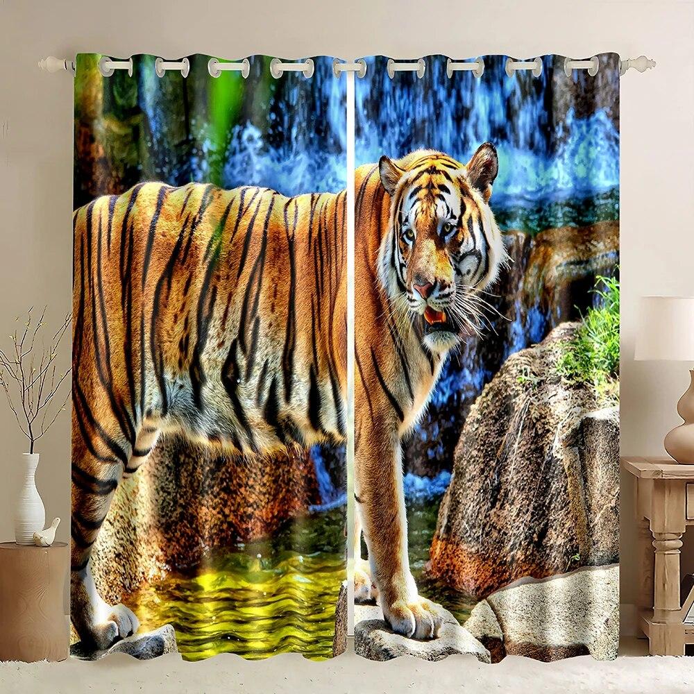 Леопардовые плотные шторы с дикими животными, занавеска для гостиной, спальни, высокая затененность, оконная драпировка, двустворчатая открытая штора