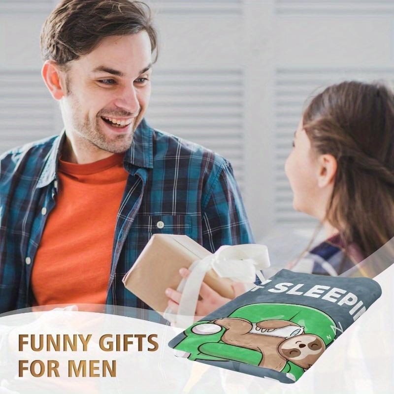 Men's 60"x50" 280gsm Flannel Blanket - Funny "I'm Not Sleeping" Sloth Design, Soft Anti-Pilling All-Season Throw, Durable Gift f