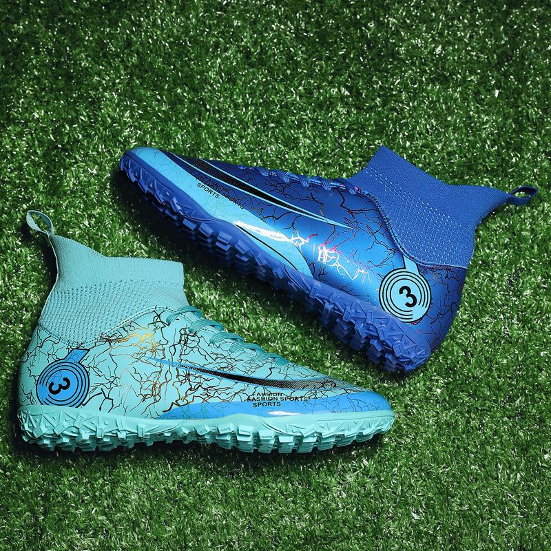 Размер 31-48 Футбольные бутсы Роналду мужские и женские высокие для взрослых студентов кампуса соревнования сломанный ноготь обувь женские тренировочные