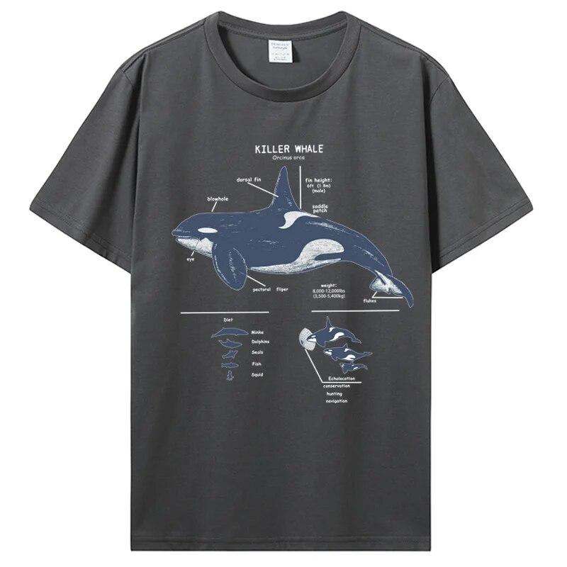 Забавная пляжная футболка с изображением косатки, анатомии морской биологии, дикой природы, уличная футболка, подарок на день рождения, летняя футболка, одежда