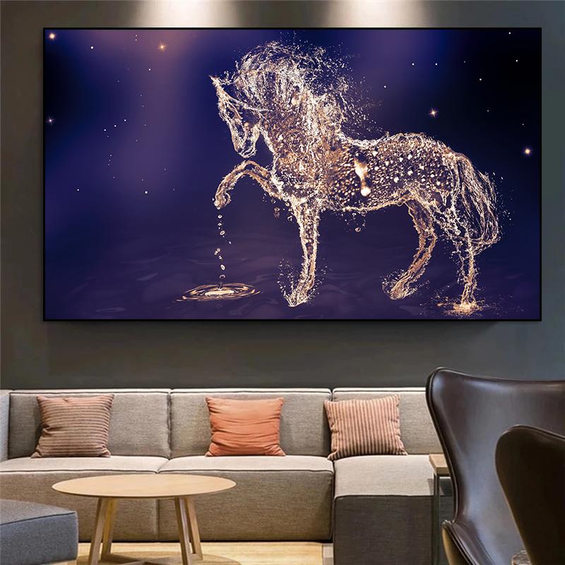 Три бегущие лошади Картина на холсте Искусство животных Постеры и принты Современная живопись Настенные картины для гостиной Домашний декор