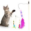 Cat Teaser Stick для отдыха, плюшевый мяч, разноцветные шарики для волос, длинная веревка, деревянный стержень, интерактивный
