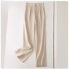 Women's Summer Draped Cotton Linen Casual High Waist Loose Straight Long Pants