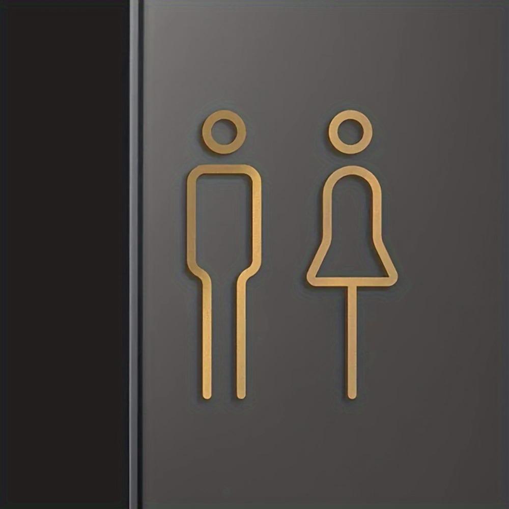 Black Gold Color Wall Label Sticker Plate Brass Wc Holder Signage Board Elegant Toilet Sign
