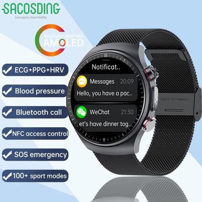 SACOSDING Новый +PPG Умные часы 1,43-дюймовый AMOLED-дисплей Мужские 100+ Спортивных режимов Часы Bluetooth-вызов Монитор здоровья АД IP68 Водонепроницаемые