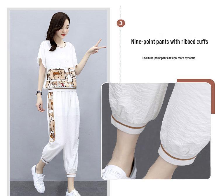 Chic Summer 2022 Women's Slimming Jogger Set - Stylish Age-Reducing Two-Piece Casual Outfit