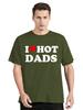 Смешная футболка I Love Hot Dads с красным сердцем, графические футболки, 100% хлопок, уличная одежда, с круглым вырезом, Харадзюку, унисекс, одежда