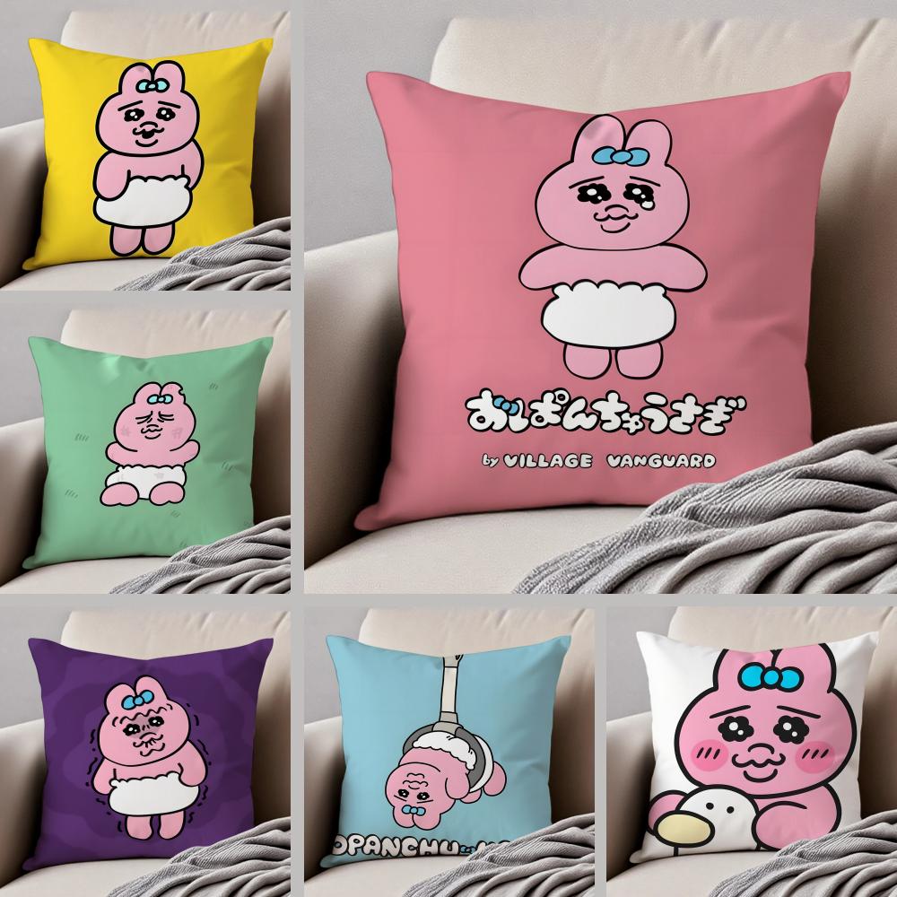 Kawaii OOpanchu Usag Cushion Cover Throw Pillow Cover Hidden Button Durable Polyester Chair Cushion