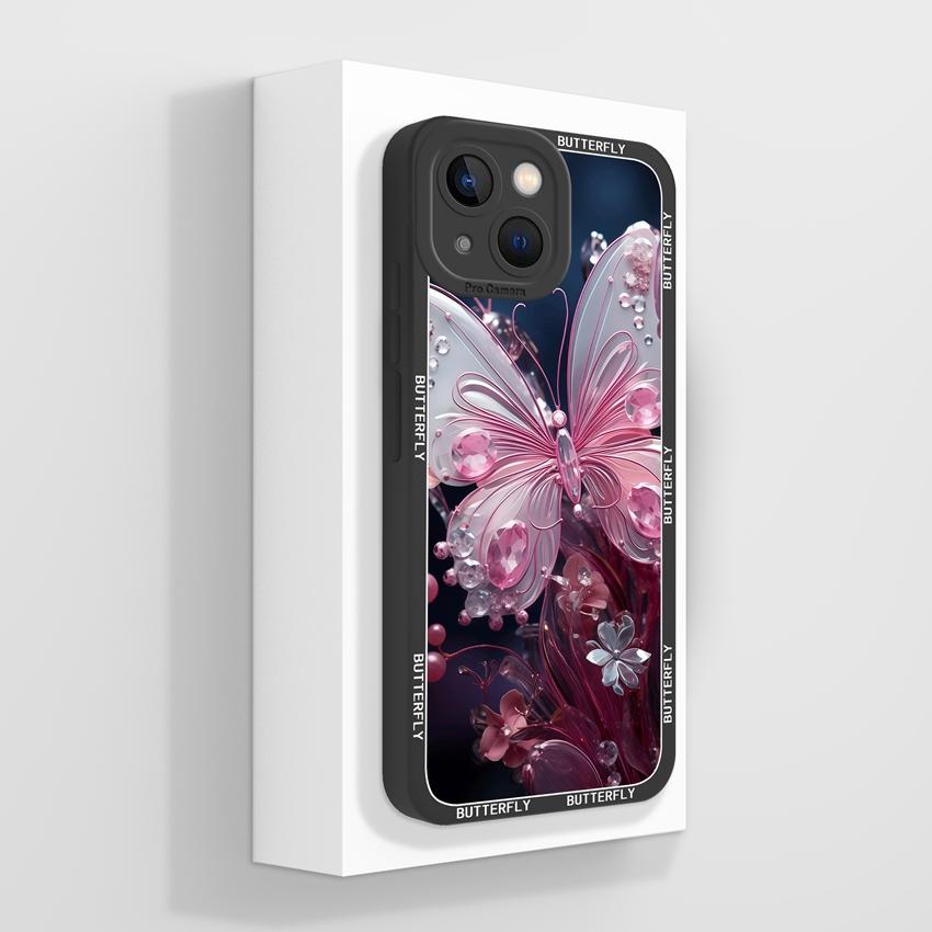 Чехол для iPhone 13 14 15 16 Mini Plus Pro Max 16e Модные Изящные Растения Цветы Чехлы для Телефона Жидкий Силикон Ударопрочная Защита для iPhone Накладка